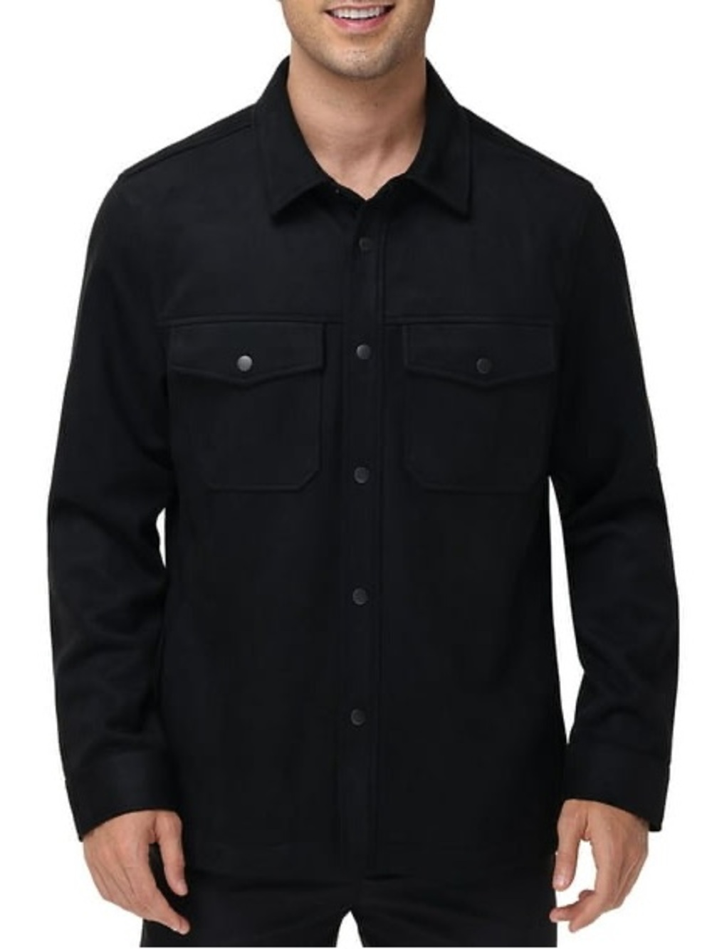FRYE AND CO. Black Snap-Front Utility Shirt Jacket